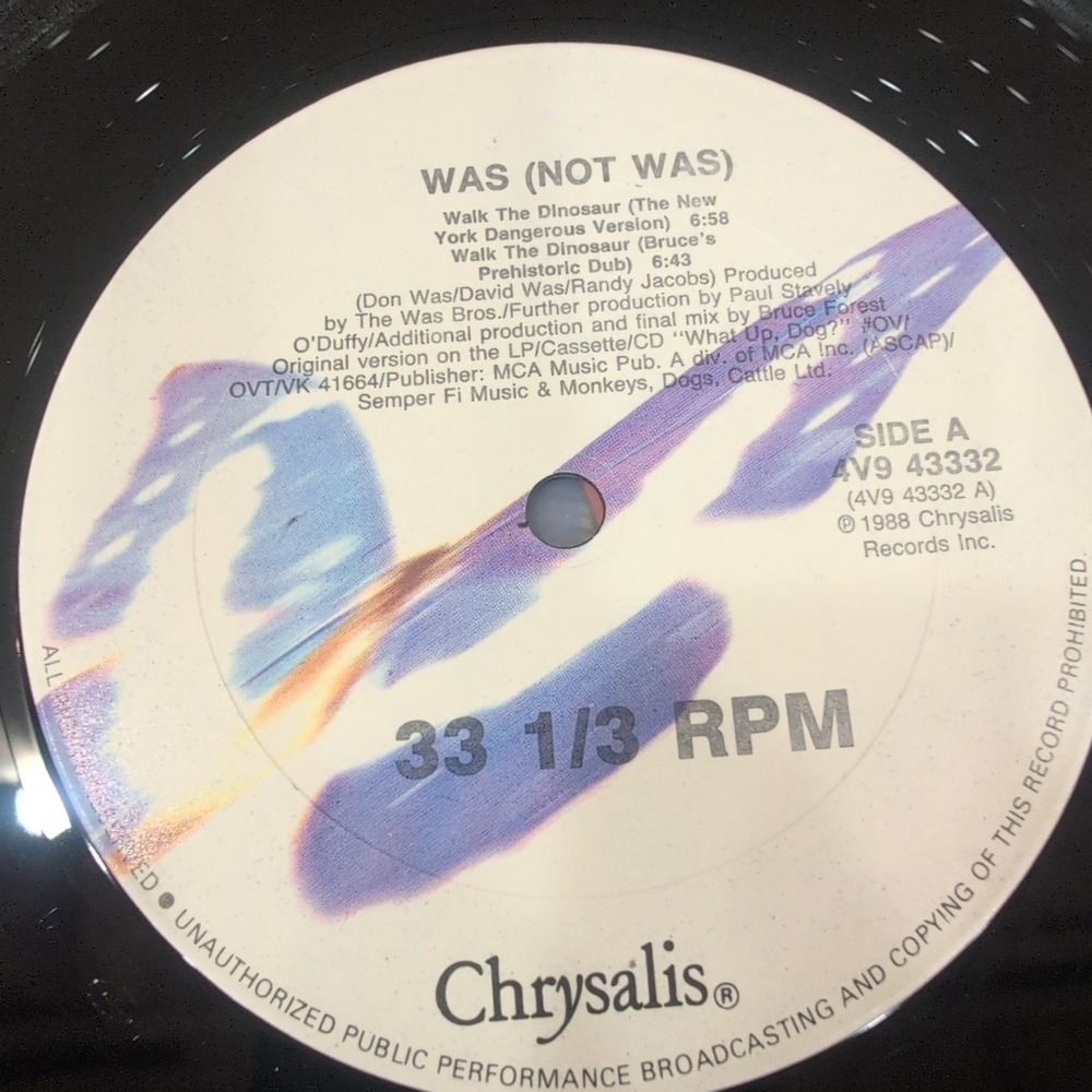 Was (Not Was) Walk The Dinosaur 12" Vinyl Single 1988 Chrysalis 4V9 43332 VG+ - Picture 4 of 6